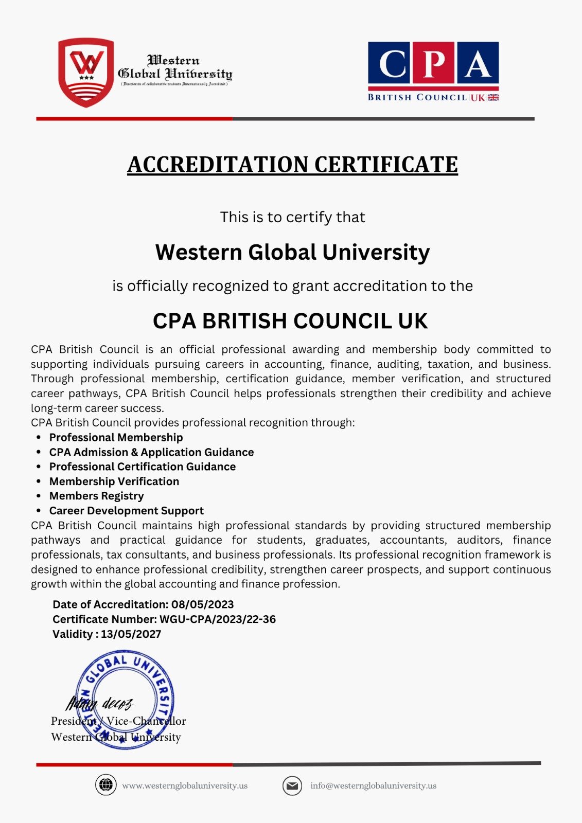 CPA British Council Accreditation with WGU